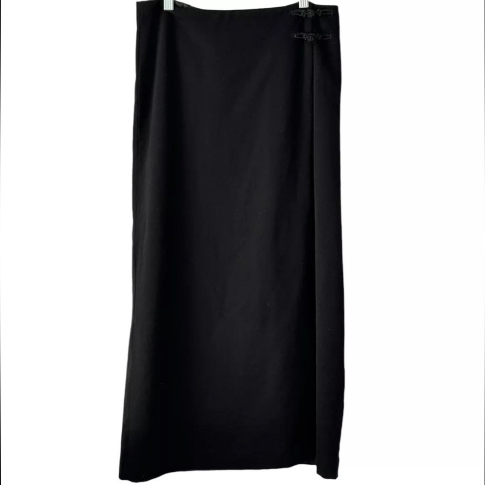 Vintage Lauren Ralph Lauren Wool Maxi Skirt Oriental Women’s Size 8 Black Wrap